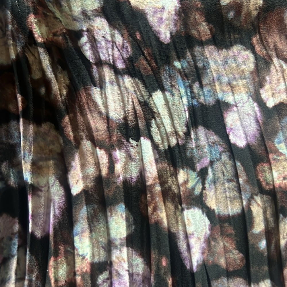 Vince Esme V-Neck Long Sleeve Micro Painted Floral Twist Drape Midi Dress Sz 14 - Picture 9 of 12